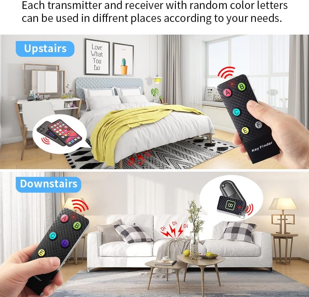 Key Finder Chlovoe RF Item Locator with 2 Transmitters and 6 Receivers 85Db Loud Beeps Wireless Key Finder Locator for Finding Wallet Remote Key Phone Glasses image number 3