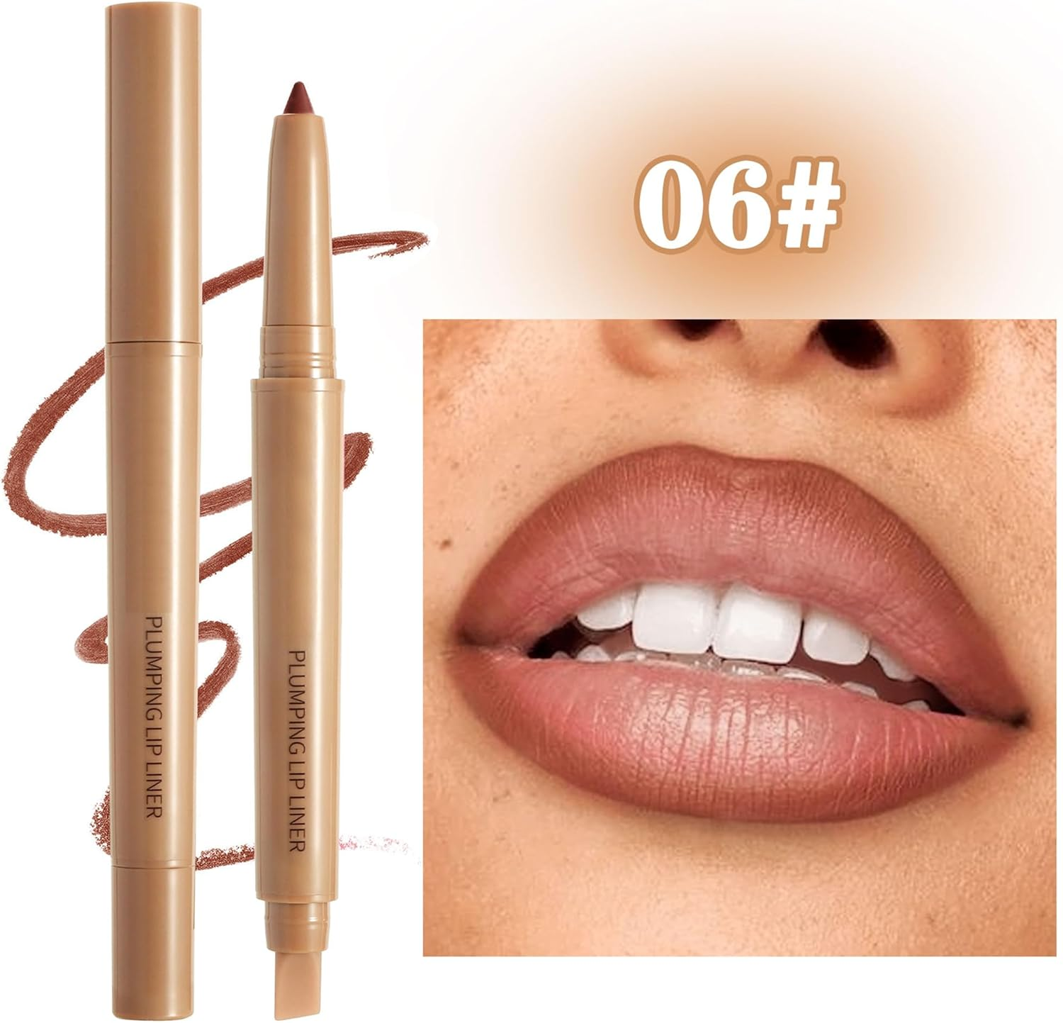 Erinde Matte Lip Liner Pencil with Brush, Rotating Lip Liner, Long-Lasting and Highly Pigmented, Smudge-Proof, Smooth Velvet Texture, Contour Your Lips, Vegan #06 image number 4