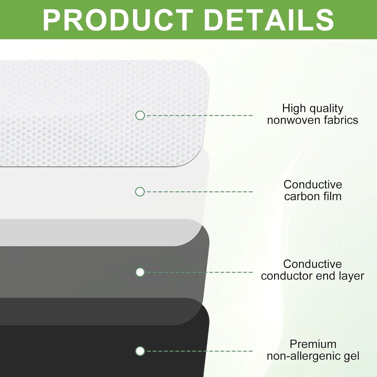 12 Pcs TENS Machine Pads & TENS Pads - Premium Self-Adhesive Unit Replacement Pads, Electrode Gel Pads for Pain Relief, 5X5Cm, Reusable & Long-Lasting, Compatible with Most TENS Massagers (White) image number 1