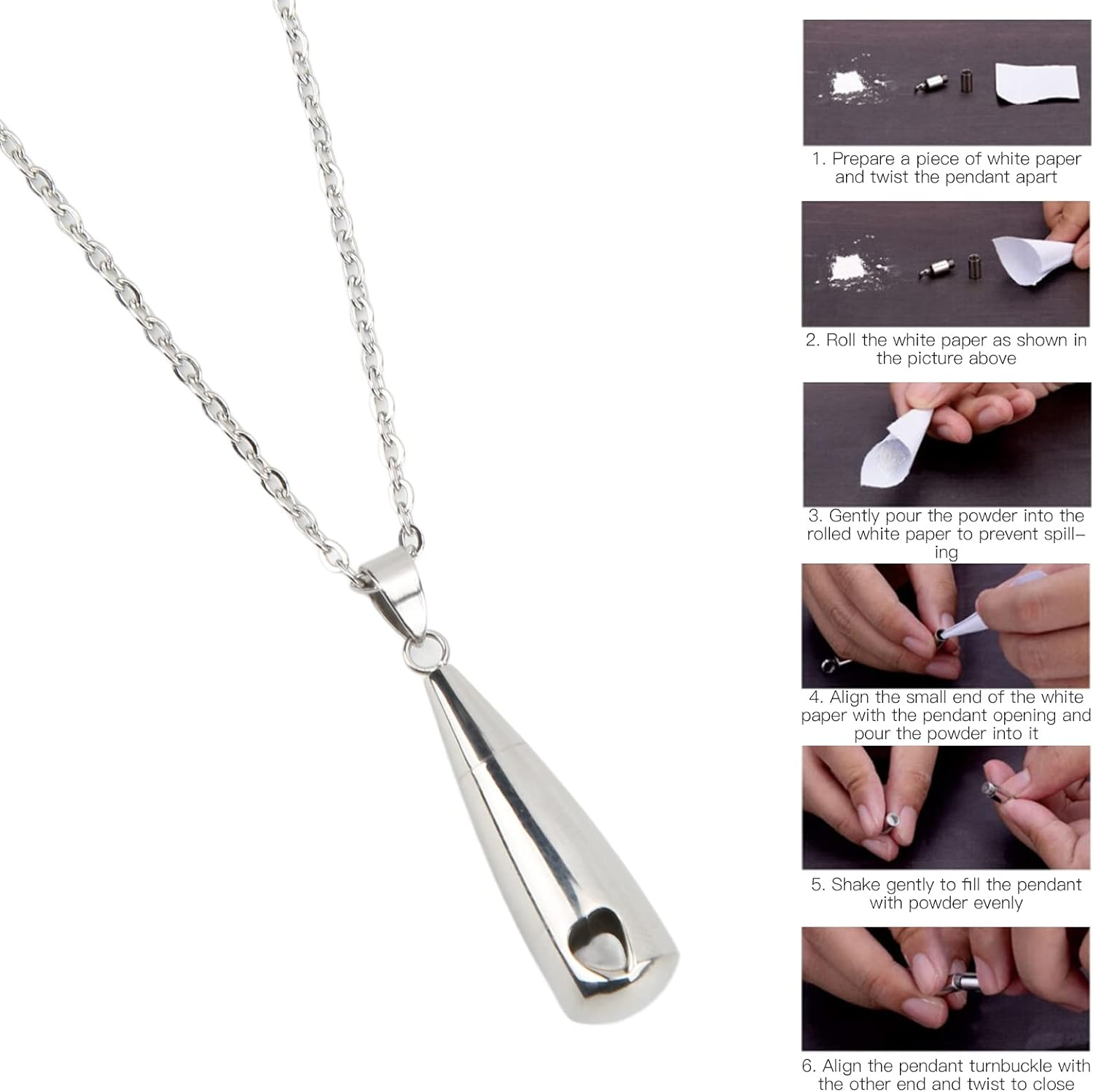 Folany Urn Necklaces for Ashes, Cremation Jewelry Locket, Stainless Steel, Women'S Ashes Keepsake Necklace image number 2