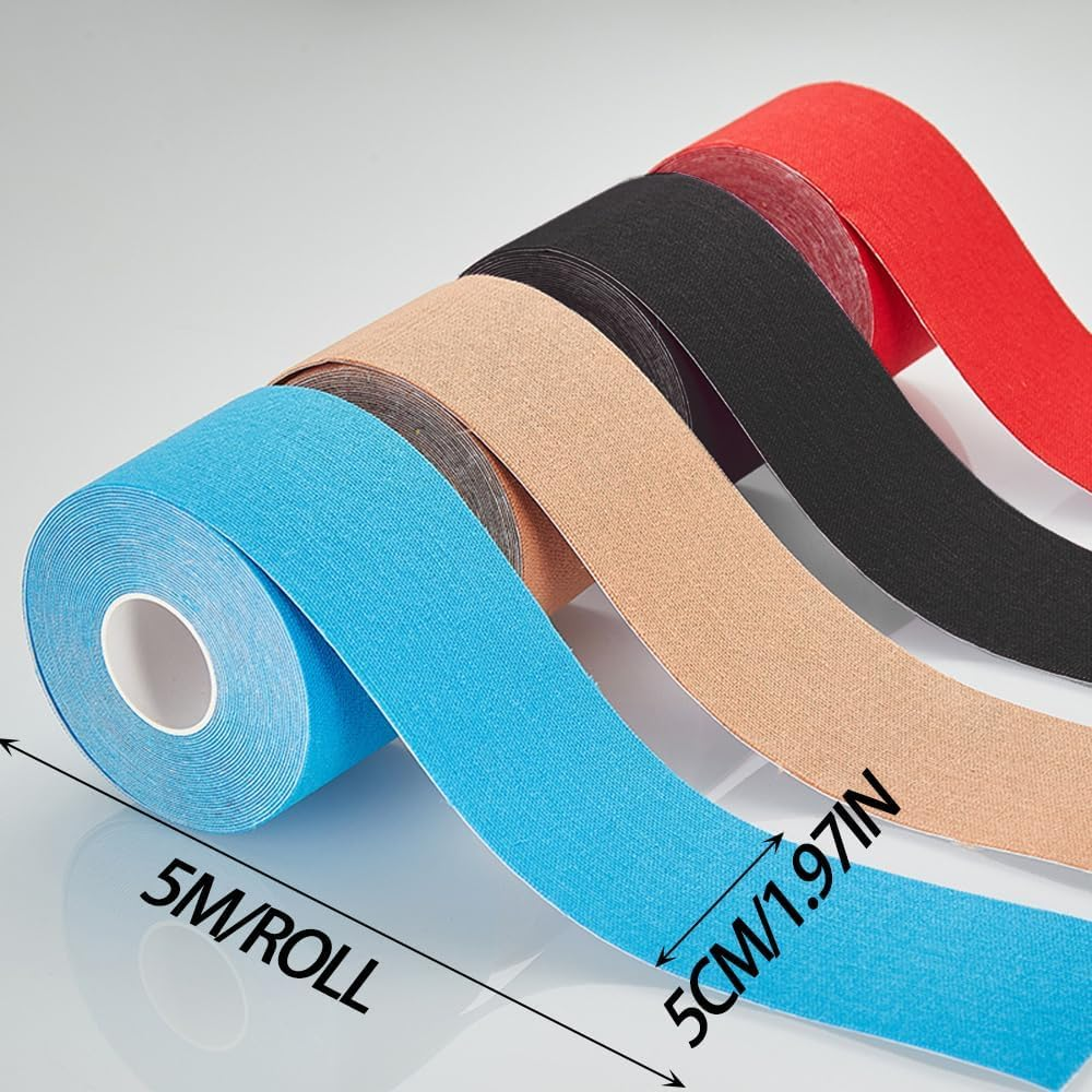 6 Packs Athletic Waterproof Kinesiology Tape 5CM&times;5M, Unisexs Sports Tape Strapping, Elastic Muscle Support Tape for Exercise Sports Muscles Joints Knees Shoulders, Injury Recovery image number 1