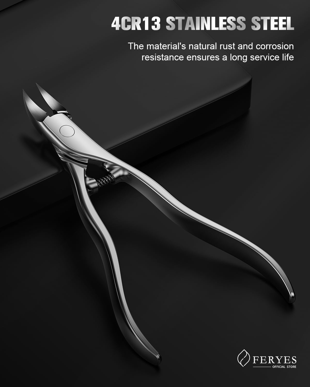 FERYES Podiatrist Toenail Clippers for Seniors - 4.4Inch Stainless Steel Long Handle Toe Nail Clippers, Precision Trimming for Thick & Ingrown Nails image number 2