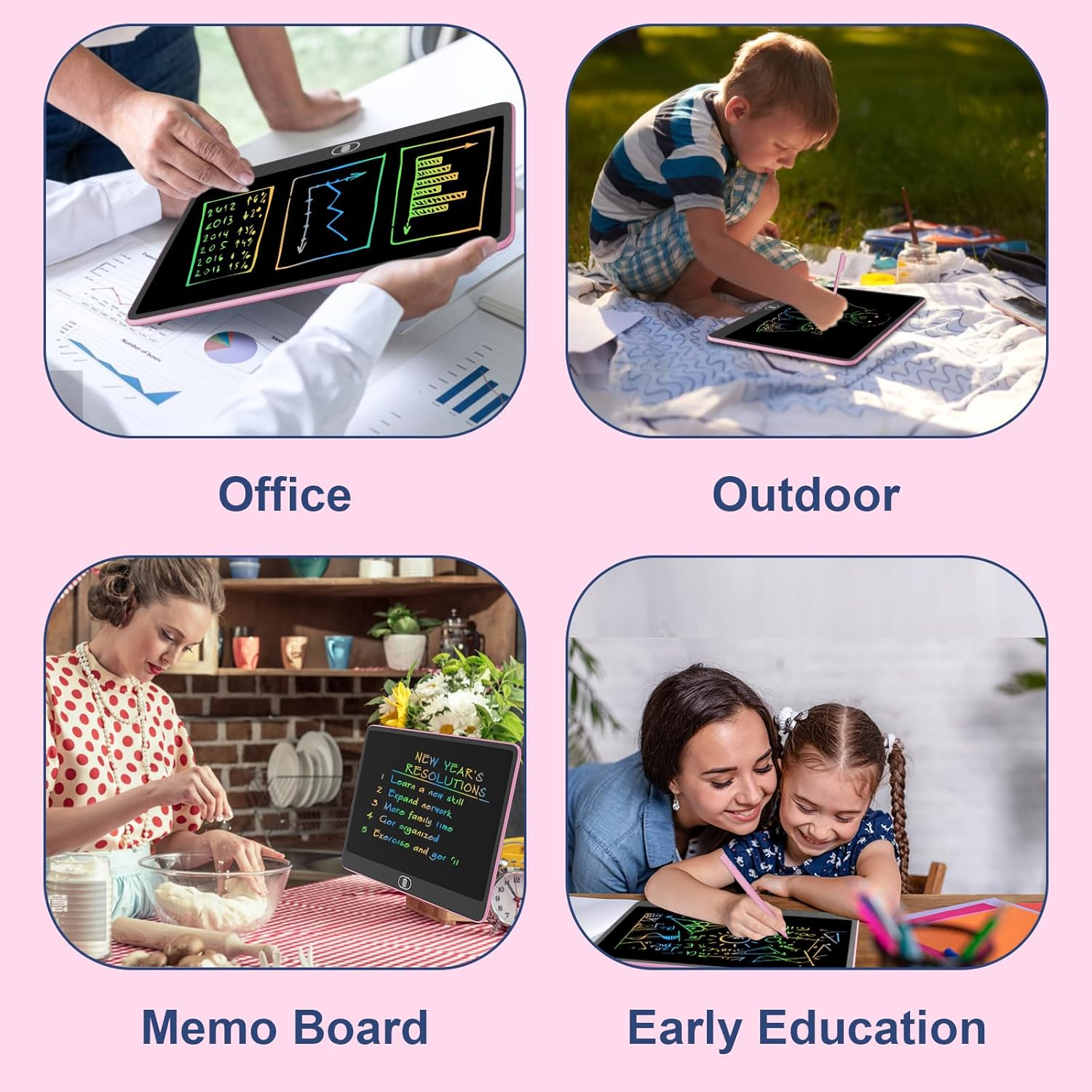 Electight 16 Inch LCD Writing Tablet for Kids [Upgraded], Colorful Doodle Board, Eye Protection Drawing Tablet with High Brightness, Birthday Gift & Trip Toy for 3-8 Years Old Boys and Girls (Pink) image number 3