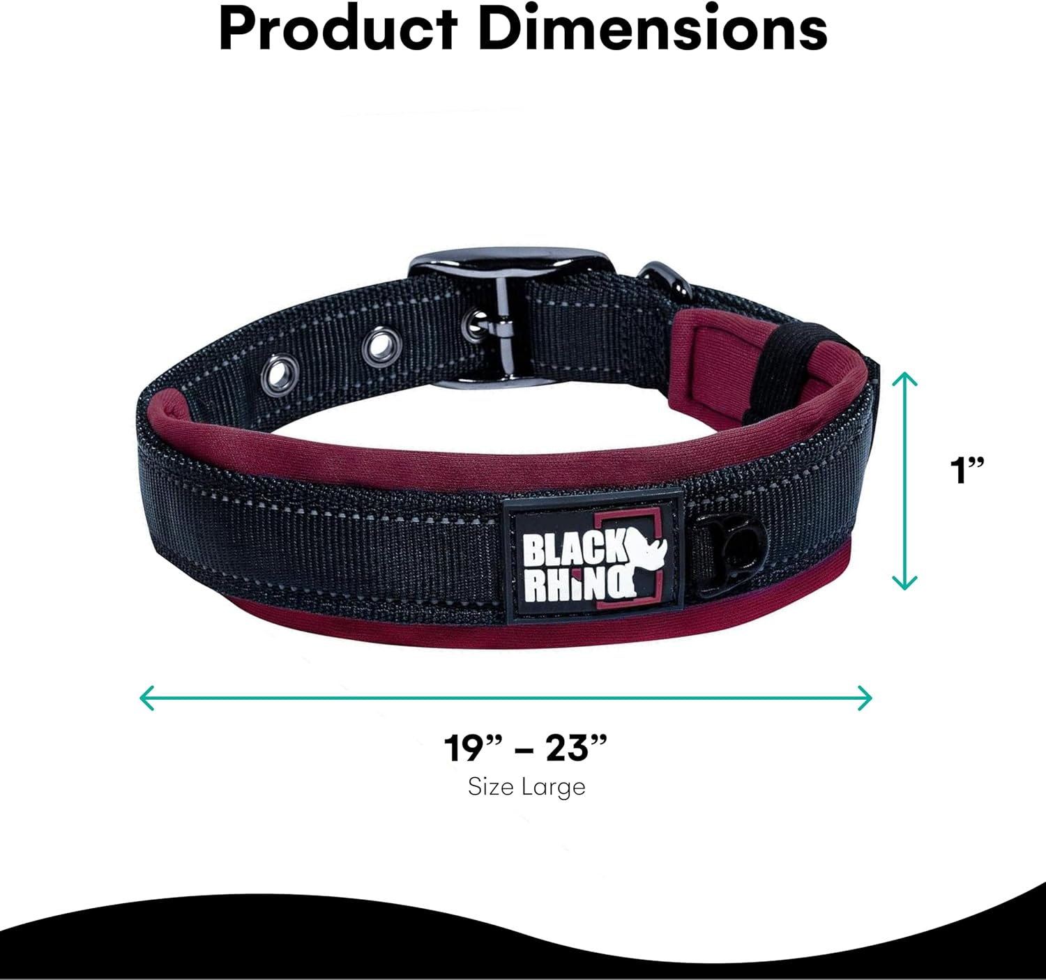 Black Rhino - the Comfort Collar Ultra Soft Neoprene Padded Dog Collar for All Breeds - Heavy Duty Adjustable Reflective Weatherproof (Large, Burgundy/Bl) image number 2