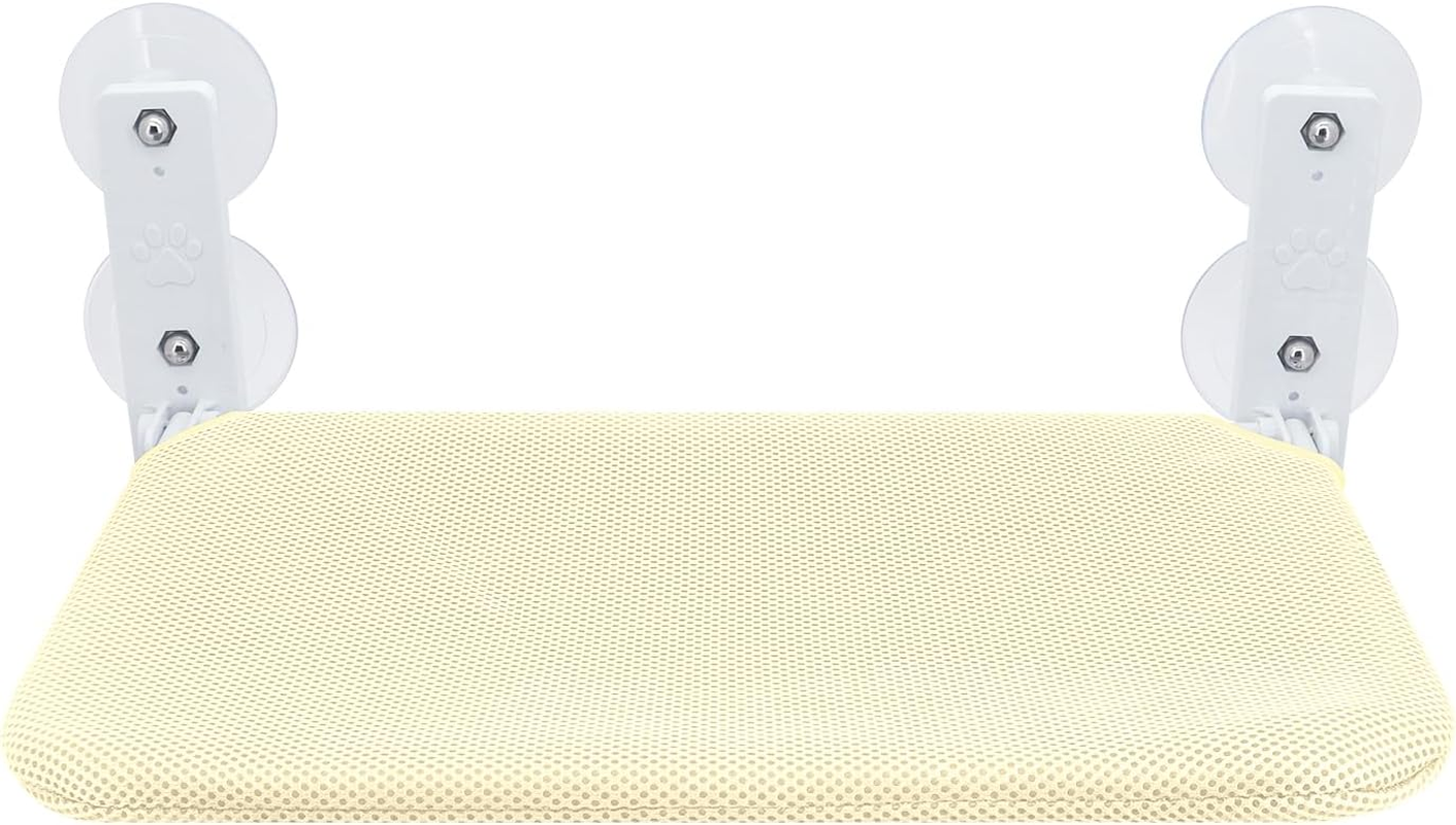 Cat Window Perch, Wireless Cat Window Hammock Foldable with 4 Suction Cups Fixed Frame Breathable Mesh Cat Window Seat Cat Beds (Grey, 45 X 30 Cm)