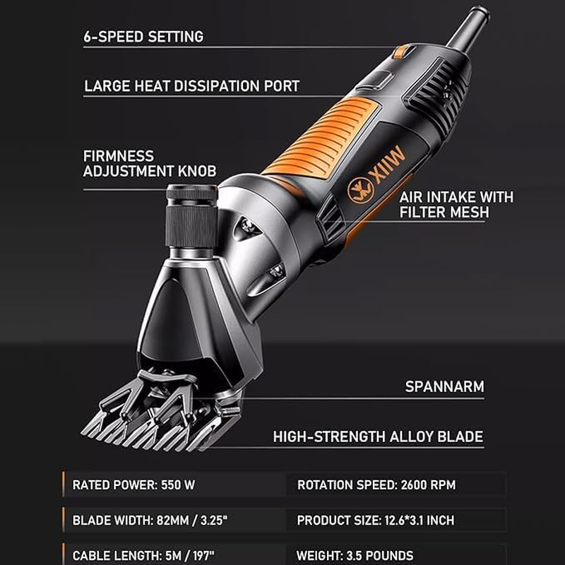 Sheep Shears 550W Sheep Clippers Sheep Shears Electric Professional Heavy Duty Animal Clippers Grooming Clippers for Shaving Thick Hair in Sheep, Goats and Pet Livestock image number 3