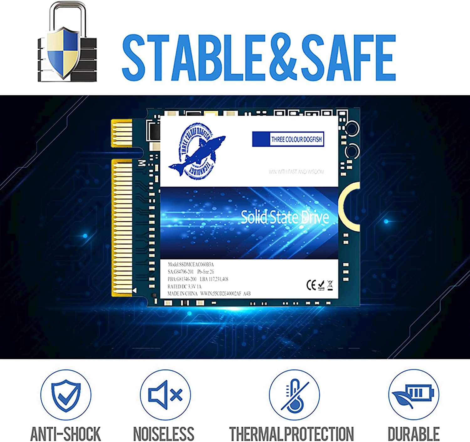 Dogfish SSD M.2 2230 Nvme Pcie 4.0 256GB 3D TLC NAND Gaming Internal Solid State Drive for Steam Deck PS5 Surface Pro Laptop Desktop (M.2 2230 Nvme 4.0, 256GB) image number 1