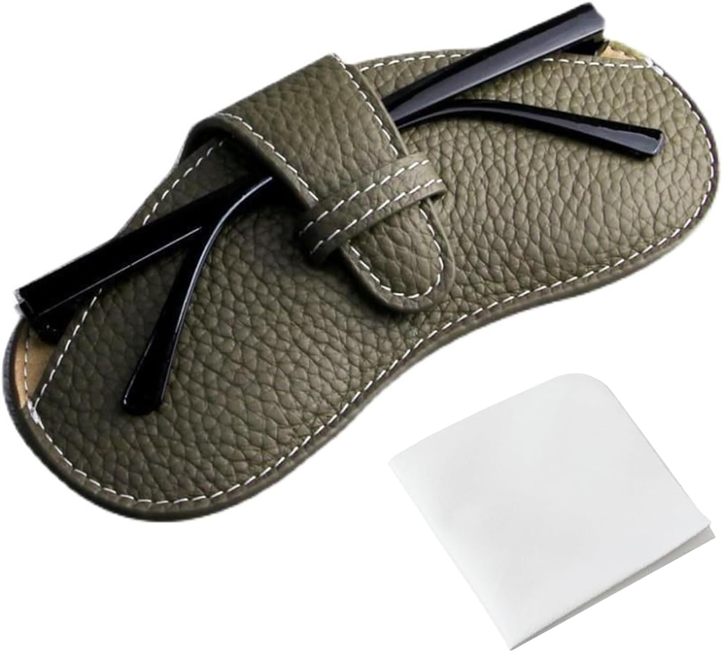 Xlihdzum 1 PCS Portable Soft Genuine Leather Glasses Case, Slim Travel Sunglasses Pouch,Glasses Case for Most Glasses - Durable Soft Sunglasses Case for Men Women