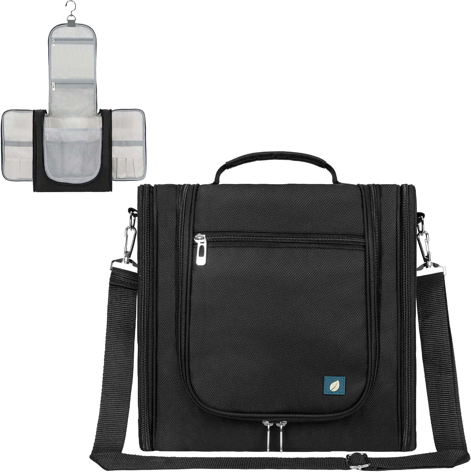 PAVILIA Extra Large Toiletry Bag Travel Bag for Women Men, Hanging Cosmetic Organizer, Water Resistant Makeup Bag for Accessories Toiletries, Travel Essentials Kit (Floral Pink)