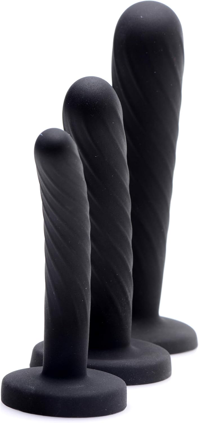 Strap U Trinity Strap-On Silicone 3 Piece Dildo Set, Black image number 3