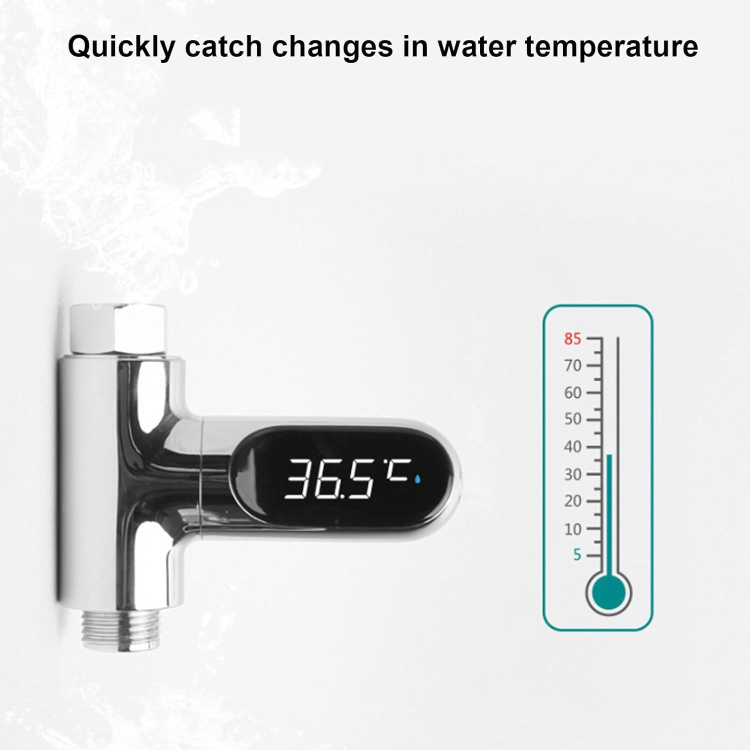 Cryfokt Shower Temperature Indicator, Shower Thermometer Hydrodynamic System Aluminum 3 Color LED Indicator for Bathroom image number 1