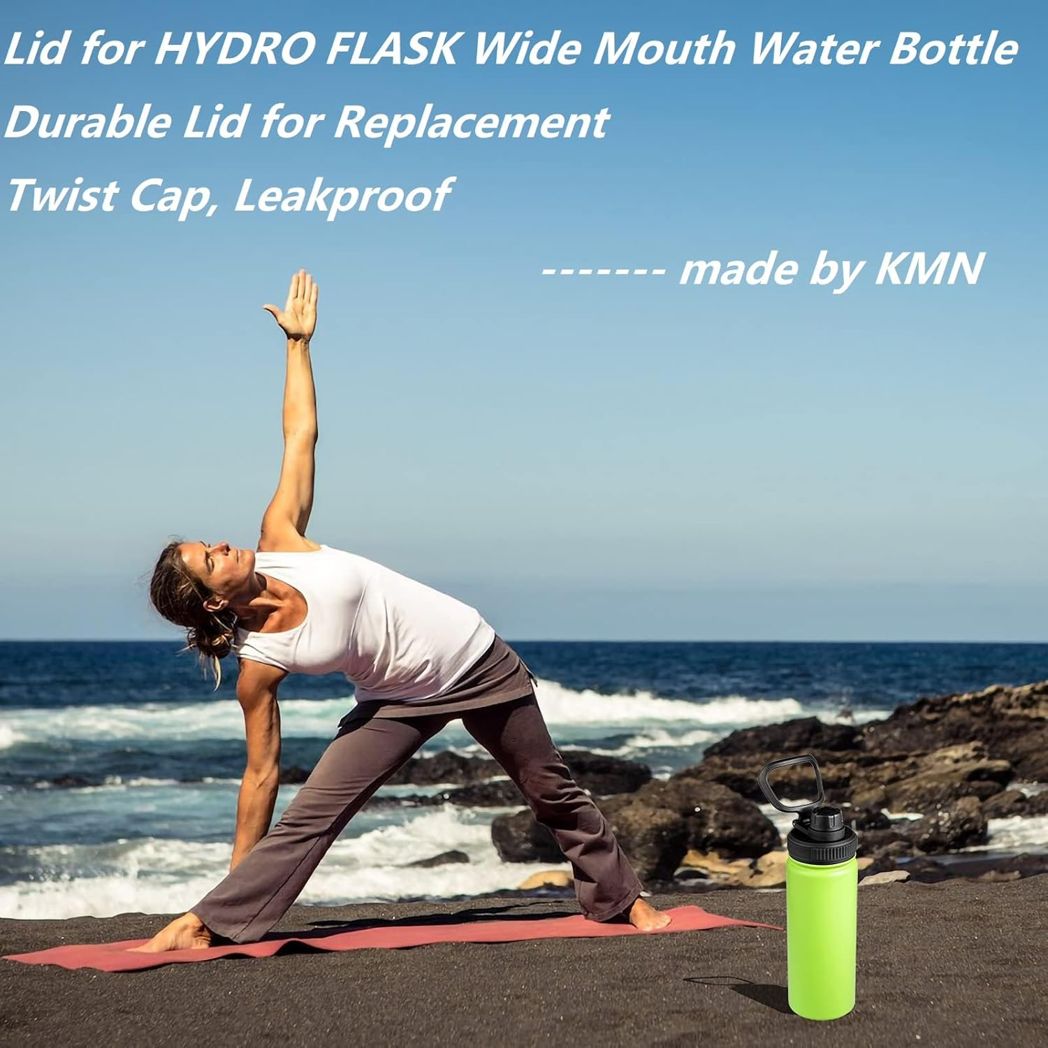 Lid for Hydro Flask Wide Mouth Sport Water Bottles, Spout Lid for Hydroflask 18 Oz 32 Oz 40 Oz Wide Mouth Bottle Lid Replacement Cap (Black) image number 4