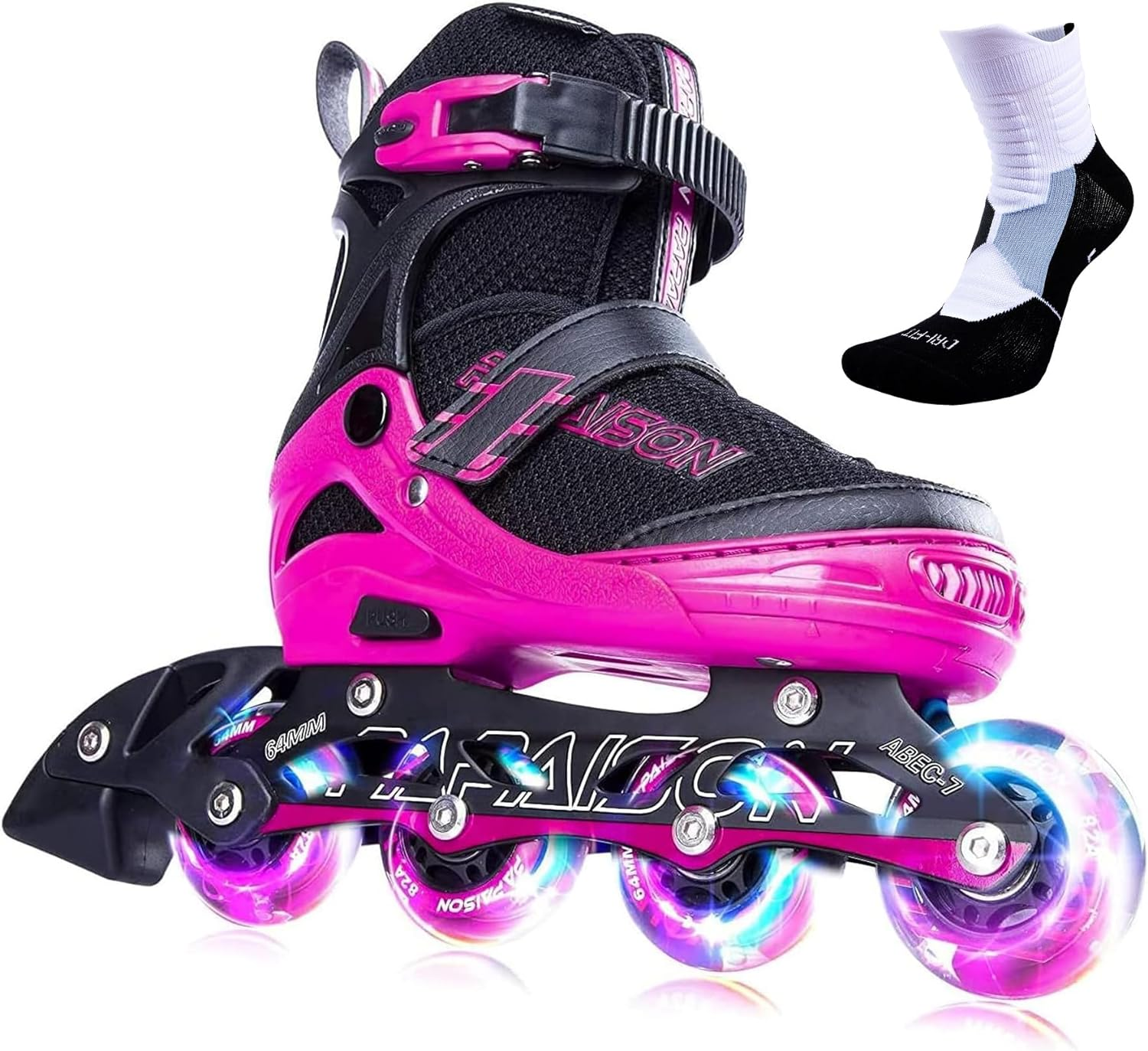 PAPAISON Adjustable Inline Skates for Kids and Adults with Full Light up Wheels, Outdoor Roller Skates for Girls and Boys, Men and Women image number 2