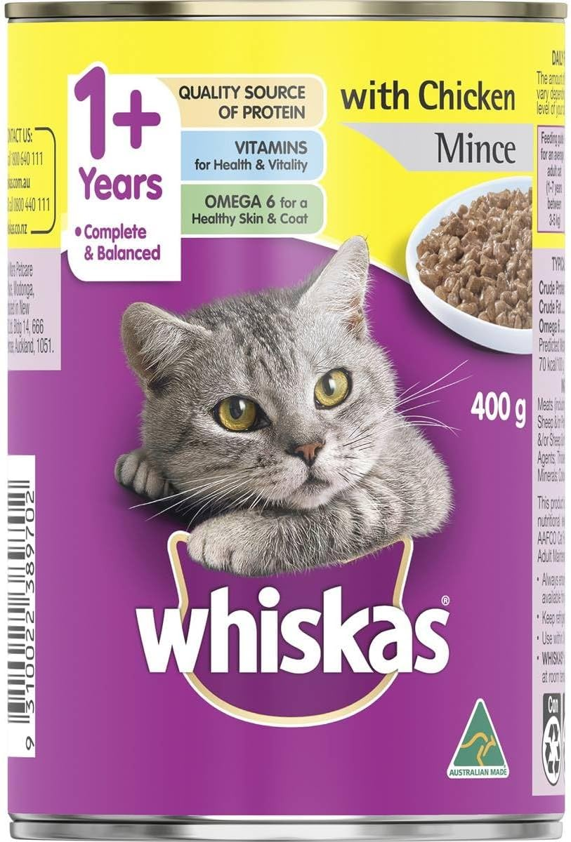 WHISKAS WET CHICKEN MINCE 400G 24PK(173738) (OM24) image number 2