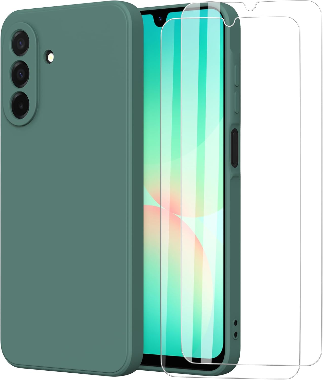 Compatible with Samsung Galaxy A17 5G Case with 2 Protective Films, Mobile Phone Case Liquid Silicone TPU Protective Case Thin Back Cover - Purple