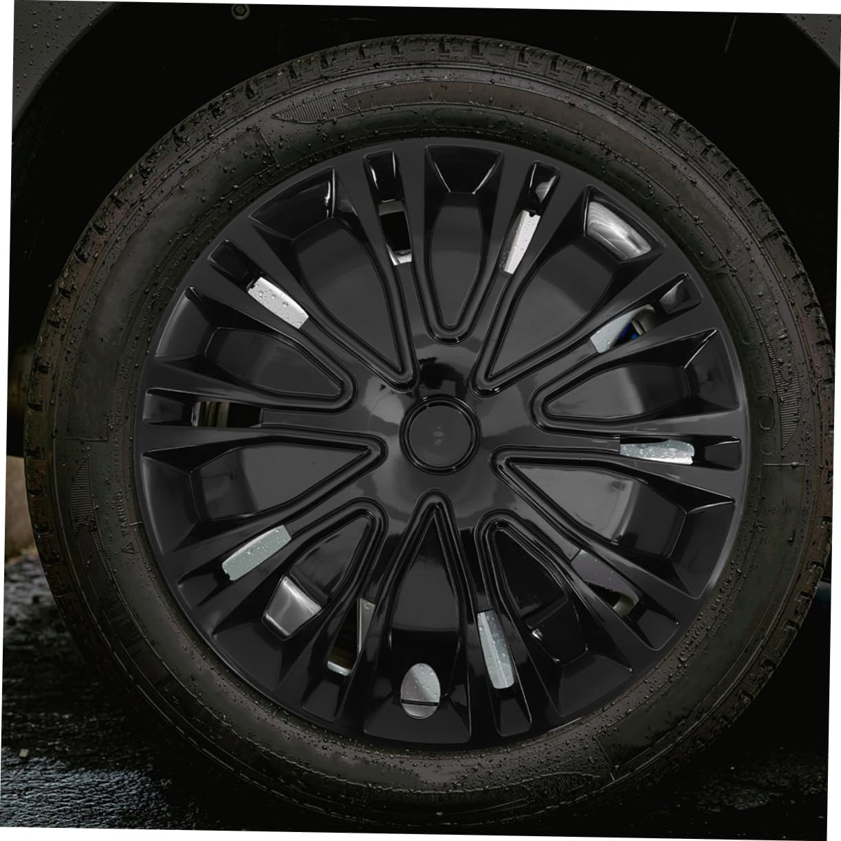 MOLUCKFU 15-Inch Black Automotive Wheel Hub Covers Universal Decorative Car Hubcaps for Vehicle Rim Protection and Repair Accessories image number 3