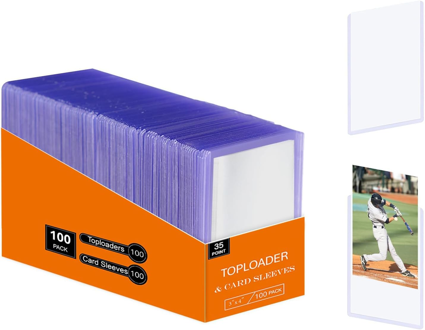 200 Card Sleeves Top Loads for Cards, Cardnovux 3"X4" Baseball Card Protectors Hard Plastic, Premium Toploads Card Holder for Trading Sports Football Game Cards (100Pcs+100Pcs)