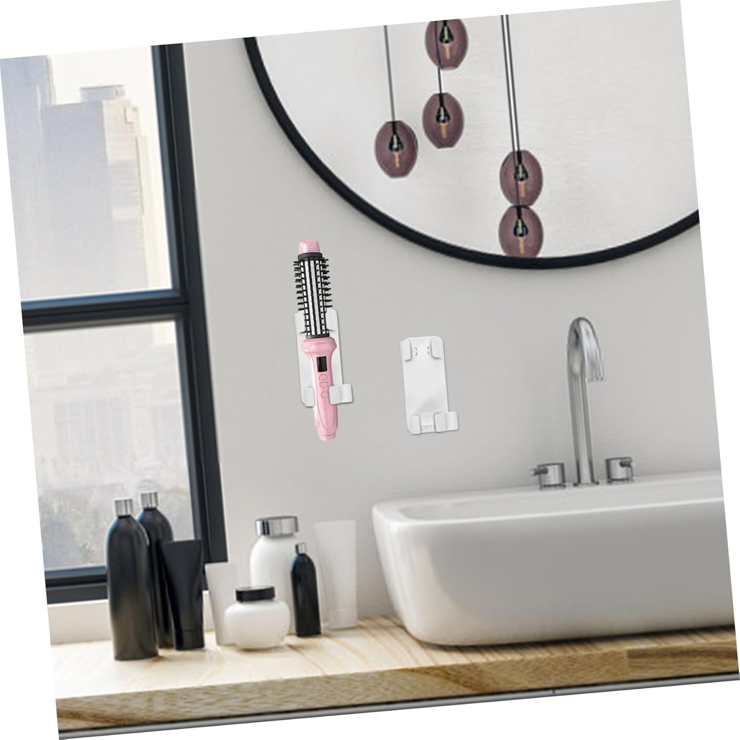 HAMPPLIES Wall Mounted Hair Dryer Holder Space Saving Organizer for Curling Irons Straighteners Beauty Tools Durable Hair Tool Holder for Bathroom Vanity Storage image number 6