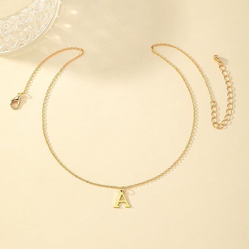 Gold Initial Necklace for Women Girls Dainty Choker Letter Necklace - Gold Initial B image number 2