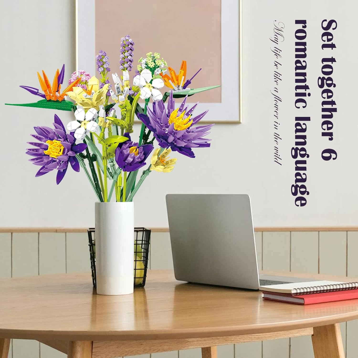 891 Pcs Purple Flower Bouquet Building Sets for Adult,13 Flowers, Unique Home Decor Gifts for Mother&rsquo;S Day, Botanical Collection with Fancy Box, Building Blocks Toy for Girls Ages 8+ image number 6