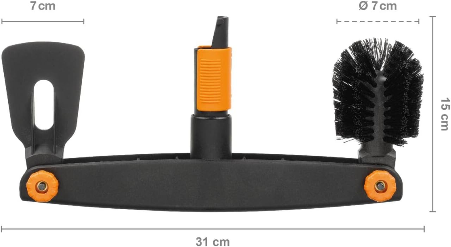 Fiskars Gutter Cleaner with Individually Adjustable Brush and Scraper, Width: 4.5 Cm, Black/Orange, Quikfit, 1001414 image number 6
