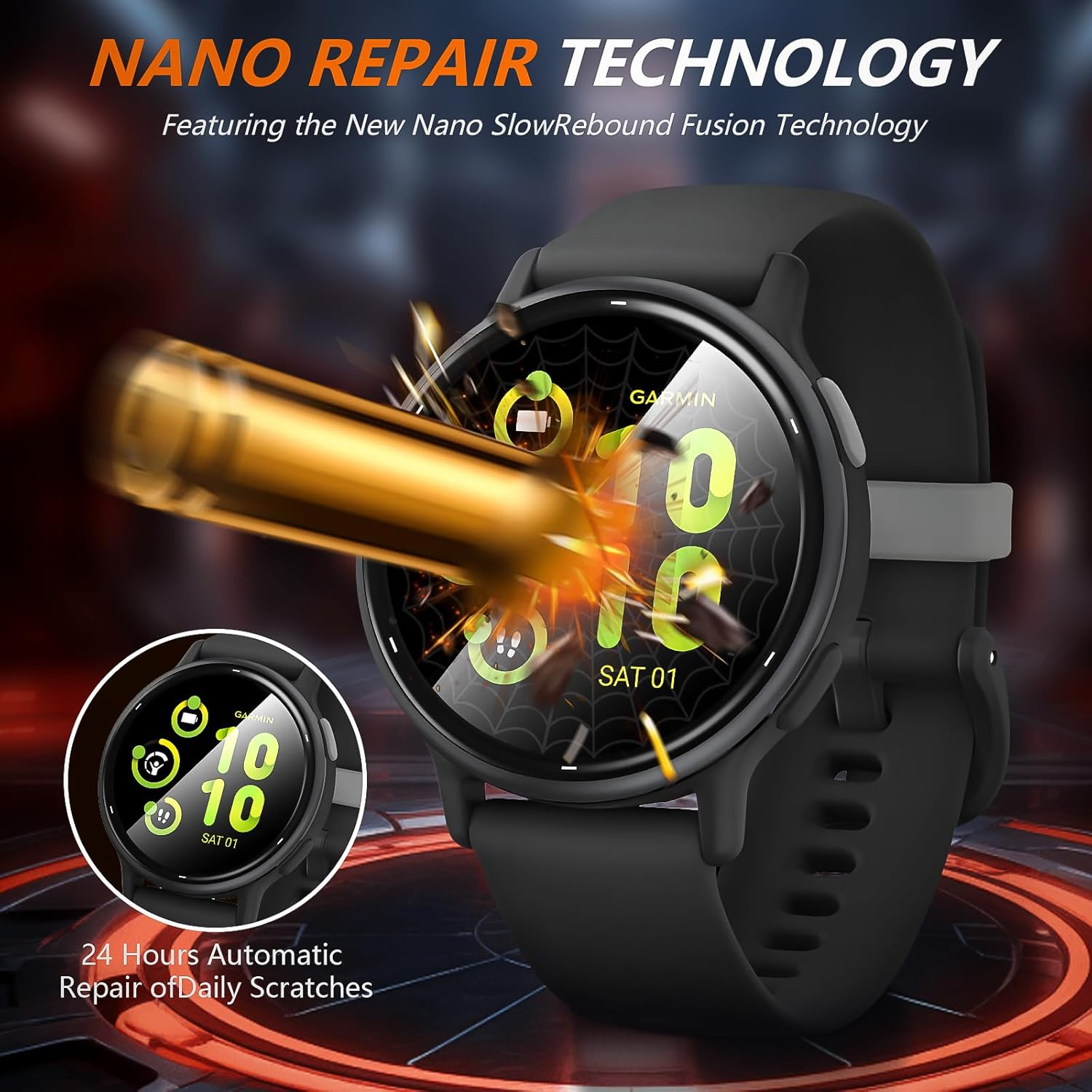 Suoman 5+2 Pack for Garmin Vivoactive 5 Screen Protector, 3D Full Coverage PMMA Curved Ultra Clear Protective Film(5)+Anti-Dust Plugs(2), Anti-Scratch, No Bubble Compatible with Garmin V&iacute;voactive 5 image number 6