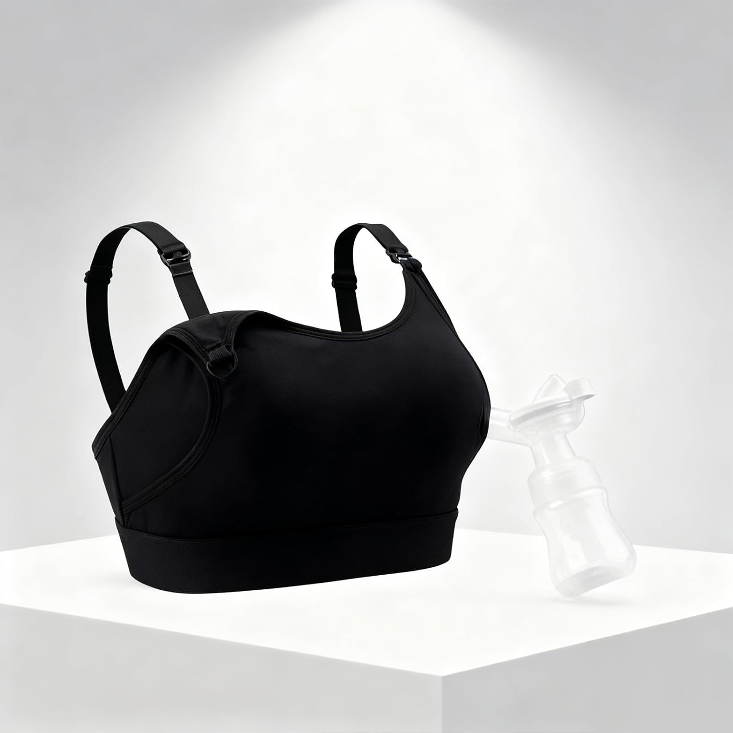 Breastfeeding Nursing Bra, Adjustable with Extended Pumping Bra, Hands-Free Nursing Bras for Breastfeeding, for Breast Pumps, Easy Feeding Black image number 3