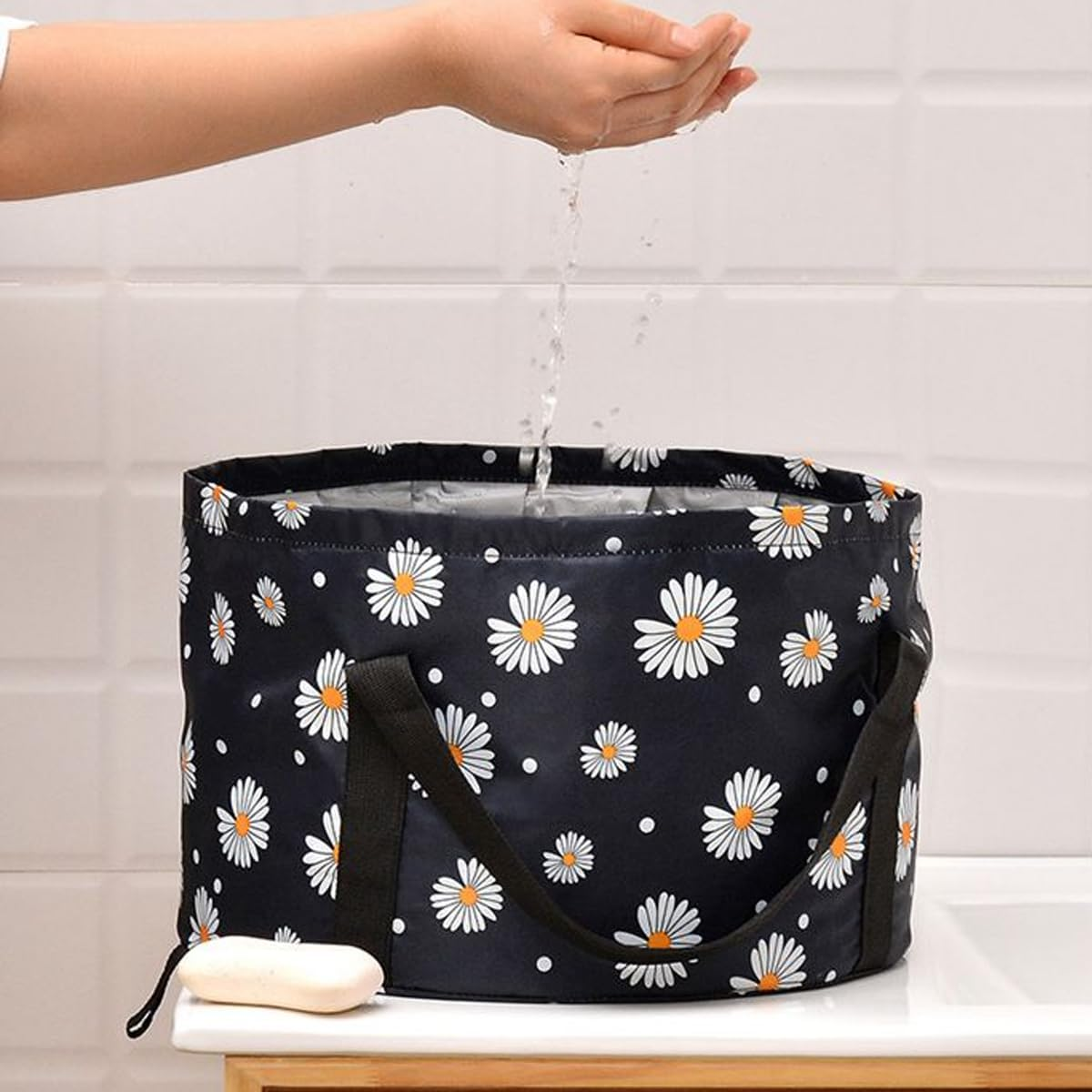 AIMALL 3 Pcs Portable Foot Bath Tub - 13.7 Inch Folding Soak Basin Bucket for Travel, Home Pedicure, and Foot Soaking