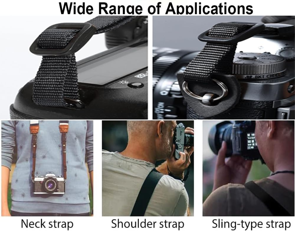 Camera Strap, Retro Cotton Camera Shoulder Straps Adjustable Camera Neck Strap for All Cameras Dslr/Slr/Mirrorless Sony Canon Nikon Olympus Photographer'S Assistant - Black And White Square image number 5