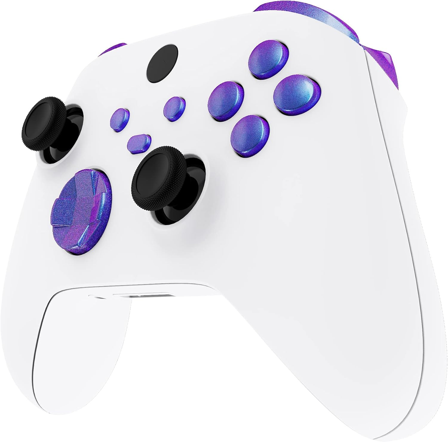 Extremerate No Letter Imprint Custom Full Set Buttons for Xbox Series X/S and Core Controller - Chameleon Green Purple Accessories, Bumpers, Triggers, Dpad, ABXY Buttons