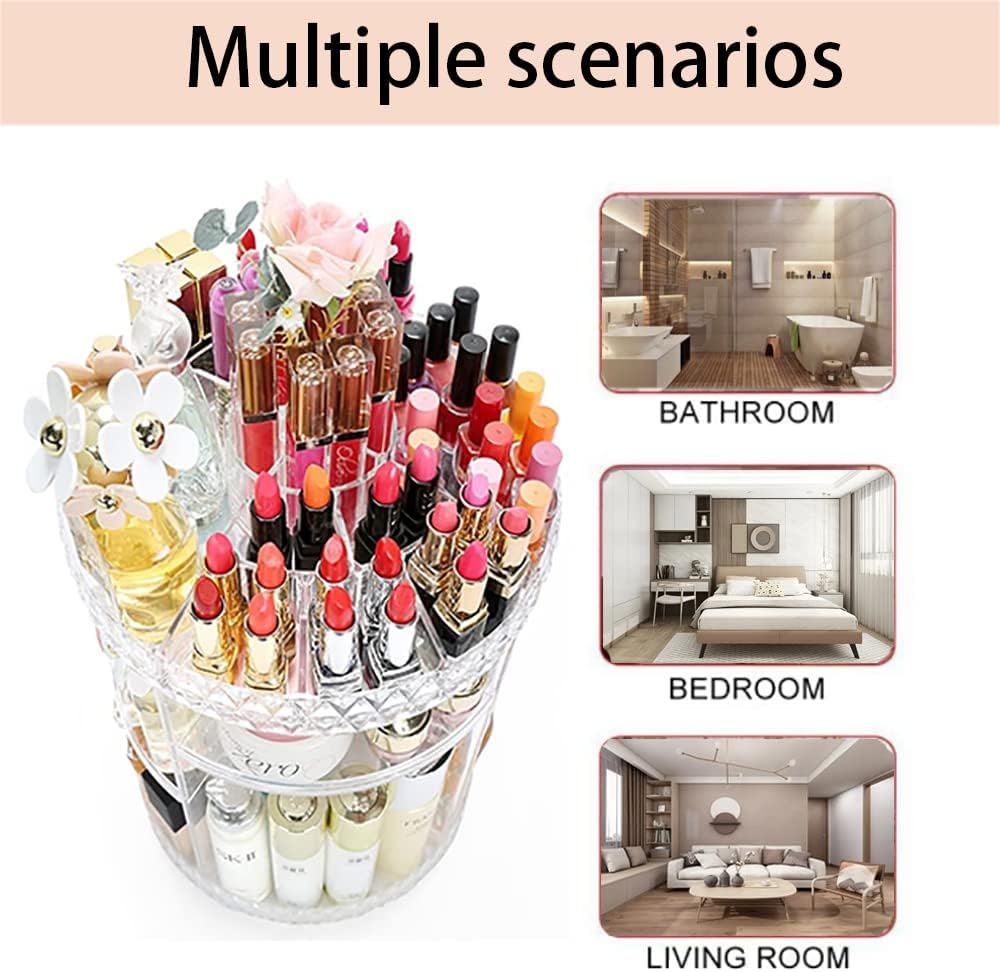 Uandhome Acrylic Makeup Organiser, Rotating 7 Layer Large Capacity Cosmetics Organiser, 360 Degree Cosmetic Organiser Transparent Make up Organisers and Storage Perfect for Dresser Bedroom Bathroom image number 3