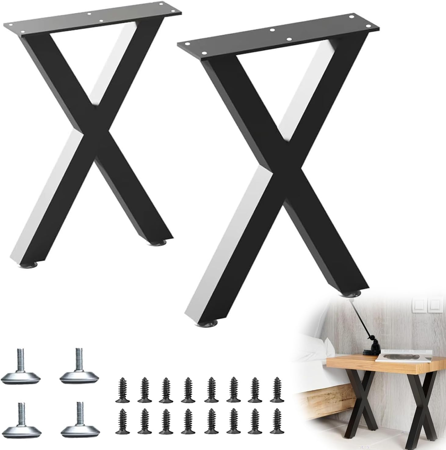 IONPSHG 2Pcs Steel Table Legs Heavy Duty 40X30Cm Adjustable Metal Desk Legs DIY Furniture Legs Tall Dining Table Legs & Frame Support Feet for Home Office Kitchen Work Furniture Dining Coffee (X)