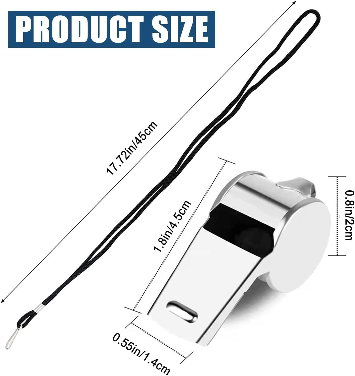 3 Pcs Whistle,Stainless Steel Sports Whistle with Lanyard for Coaches Referees Emergency Outdoor Sports image number 1