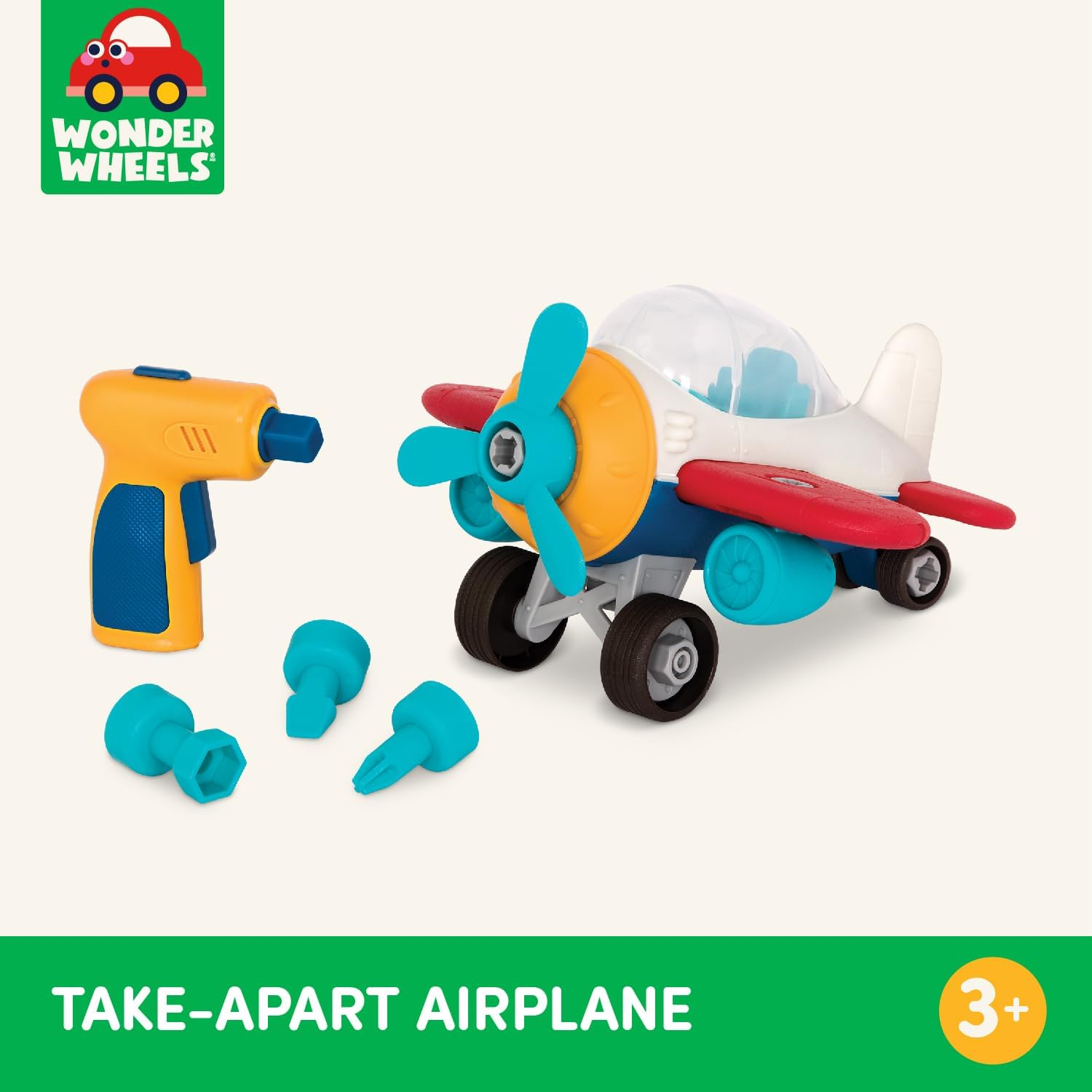 Battat Wonder Wheels by &ndash; Take-Apart Airplane &ndash; Toy Plane with Drill for Kids &ndash; STEM Toy &ndash; Developmental Benefits &ndash; 3 Years + &ndash; Take-Apart Airplane