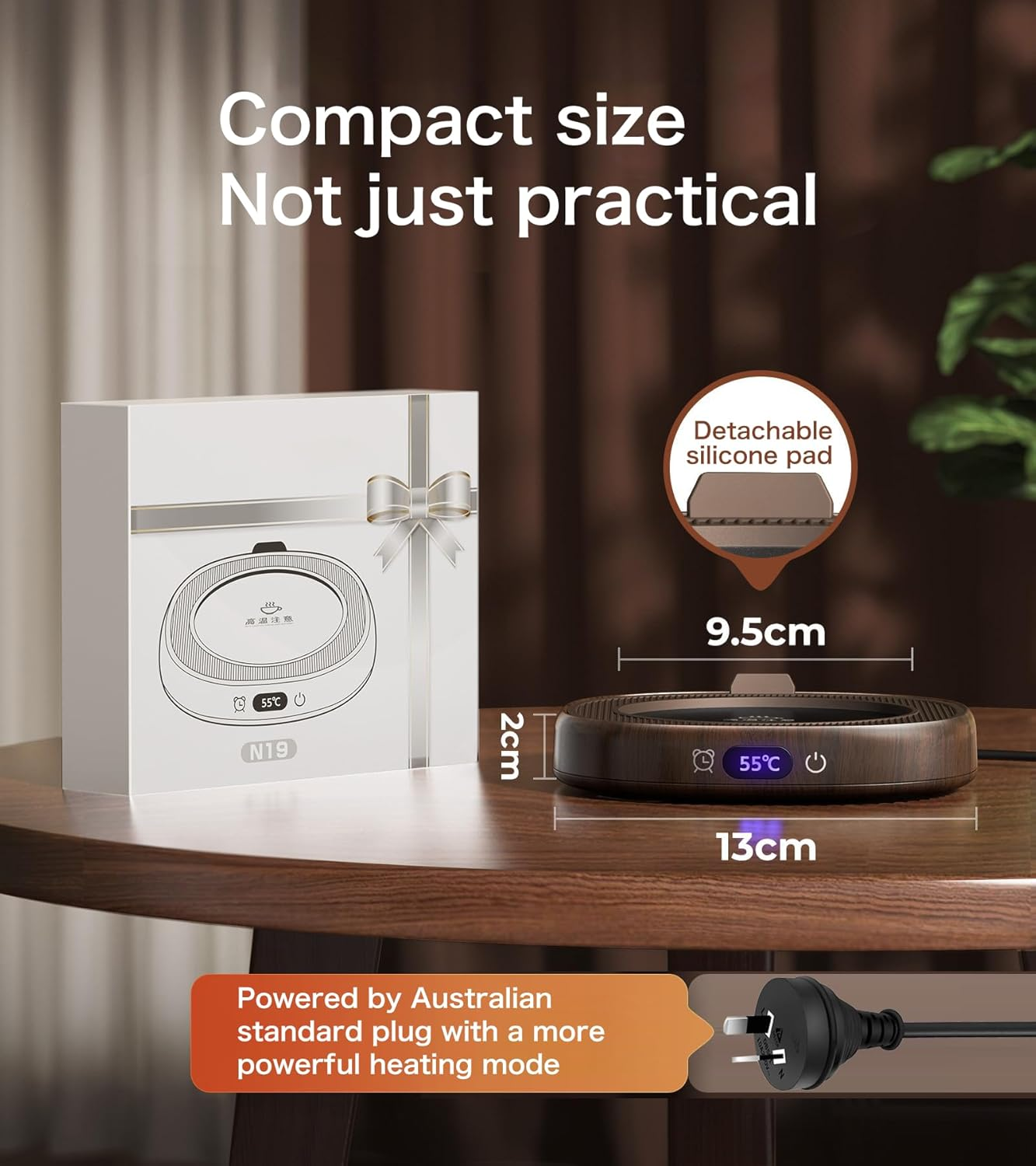 Coffee Mug Warmer, Electric Coffee Warmer for Desk with Auto Shut Off, 4 Temperature Setting Smart Cup Warmer for Heating Coffee, Beverage, Milk, Tea and Hot Chocolate Brown - Australian Standard Plug image number 5