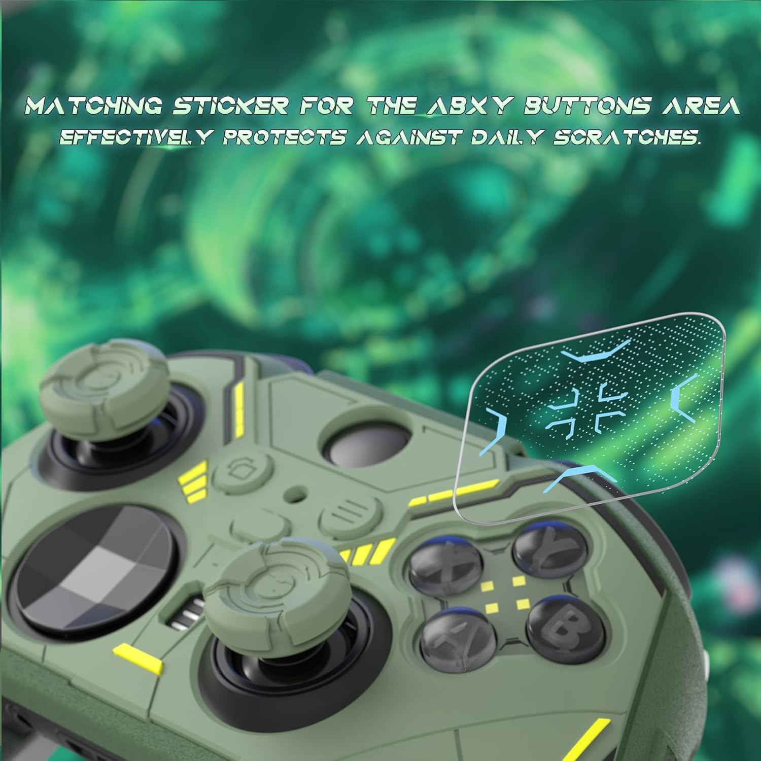 Playvital Stellar Mecha Silicone Cover Skin for Xbox Elite Series 2 & Elite Series 2 Core, Non-Slip Grip Protector for Xbox Elite 2 with Thumb Grips & Stickers, Army Green & Racing Green image number 2