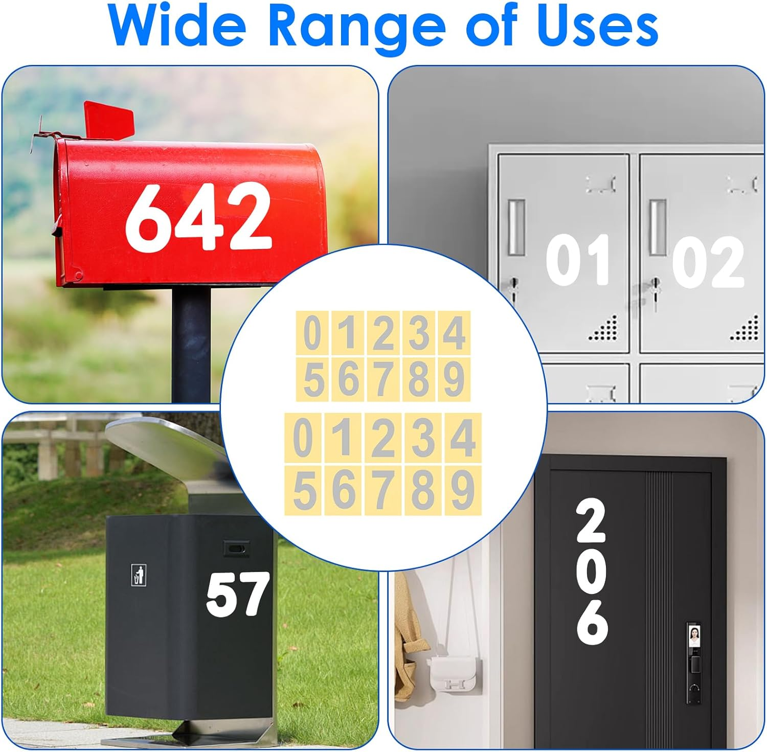 40 Pcs Reflective Address Number Set - 3" & 4" Waterproof Mailbox Numbers, Self-Adhesive House Numbers for Doors, Bins & Signs - High Visibility Outdoor Address Stickers (Silver, 0-9 Digits) image number 6