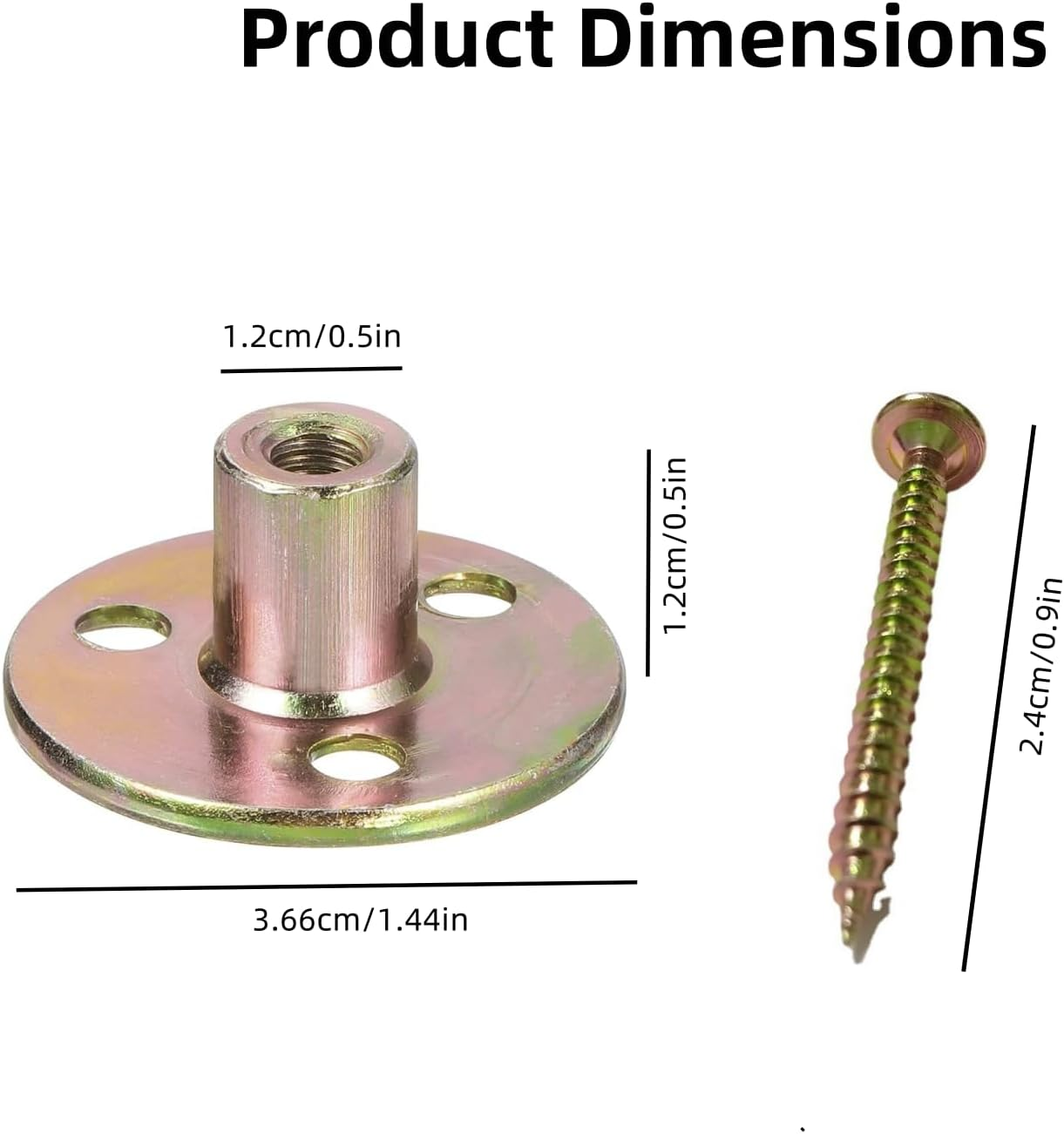 Luojinluoda 4 Sets Metric M8 Furniture Leg Hardware Kits with 3 Holes Mounting Plates, T-Shaped Nuts for Sofa Cabinet Chair Couch Seats, Heavy Duty Furniture Leg Brackets image number 2