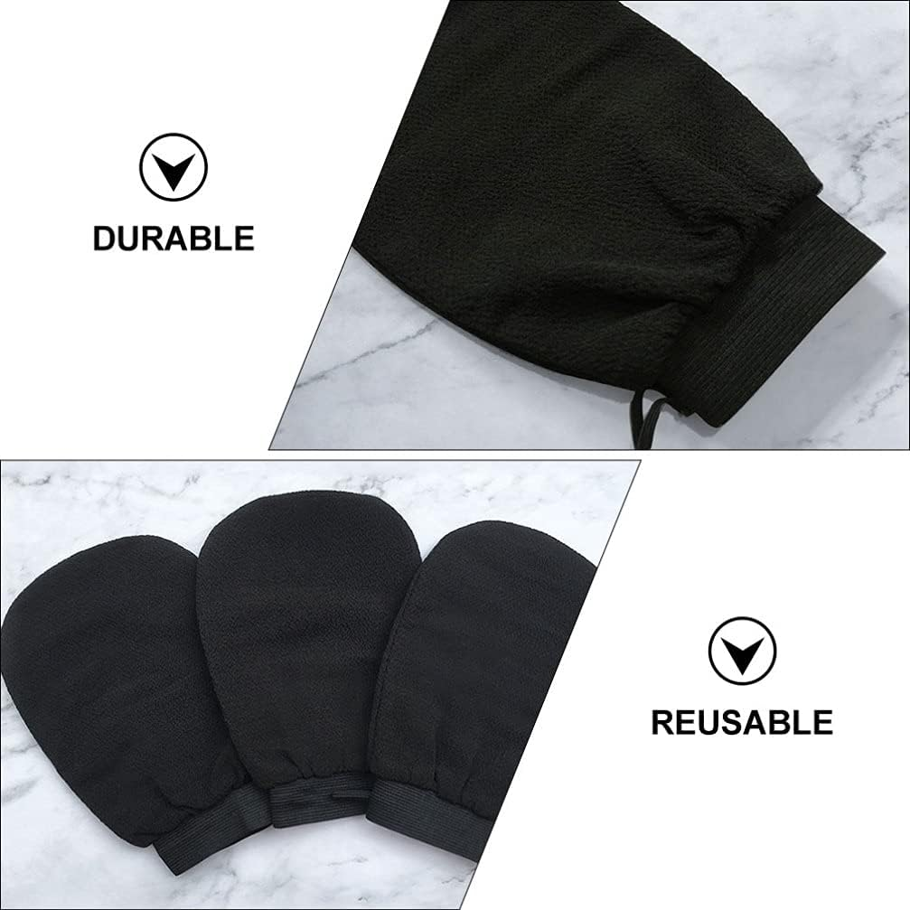 Beaupretty 3Pcs Exfoliating Shower Gloves, Body Scrubber Exfoliator Dead Skin Remover Mitt Bathing Rubbing Towels image number 2