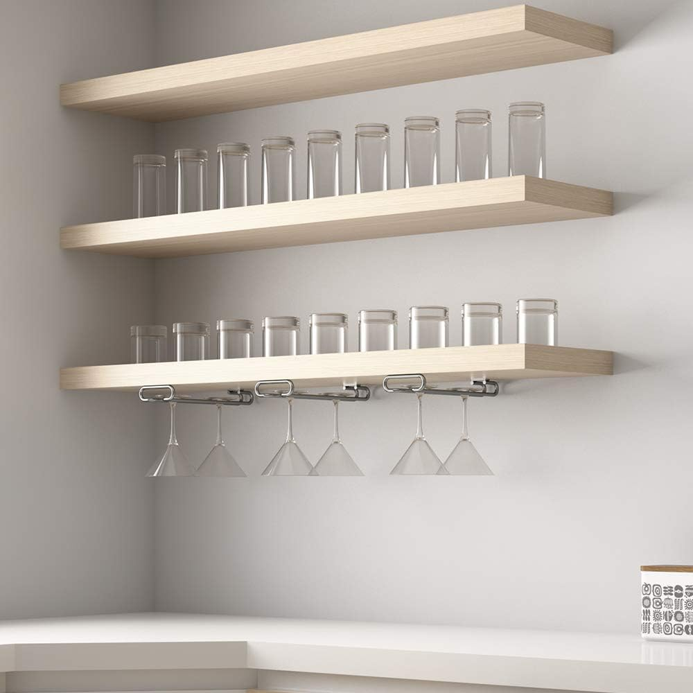 Emuca - Glass Holder for Hanging, Glass Rail for Bar Furniture or Shelf, Chrome-Plated Steel, Length 28 Cm image number 2