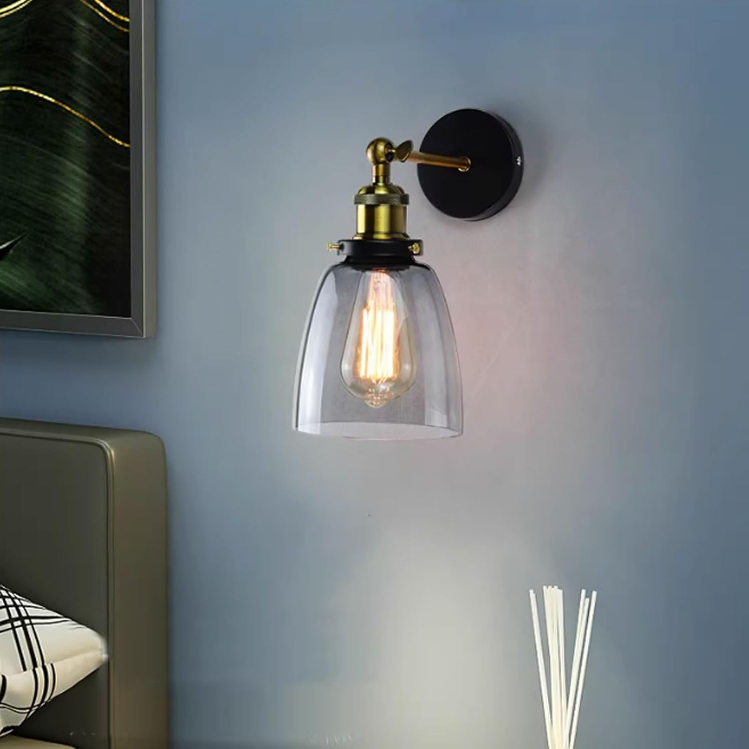 Vintage Wall Sconces Anti-Rust Brushed Finish Light Fixtures Frosted Glass Wall Mounted Lamp for Bathroom Vanity Kitchen Wall Lighting image number 5