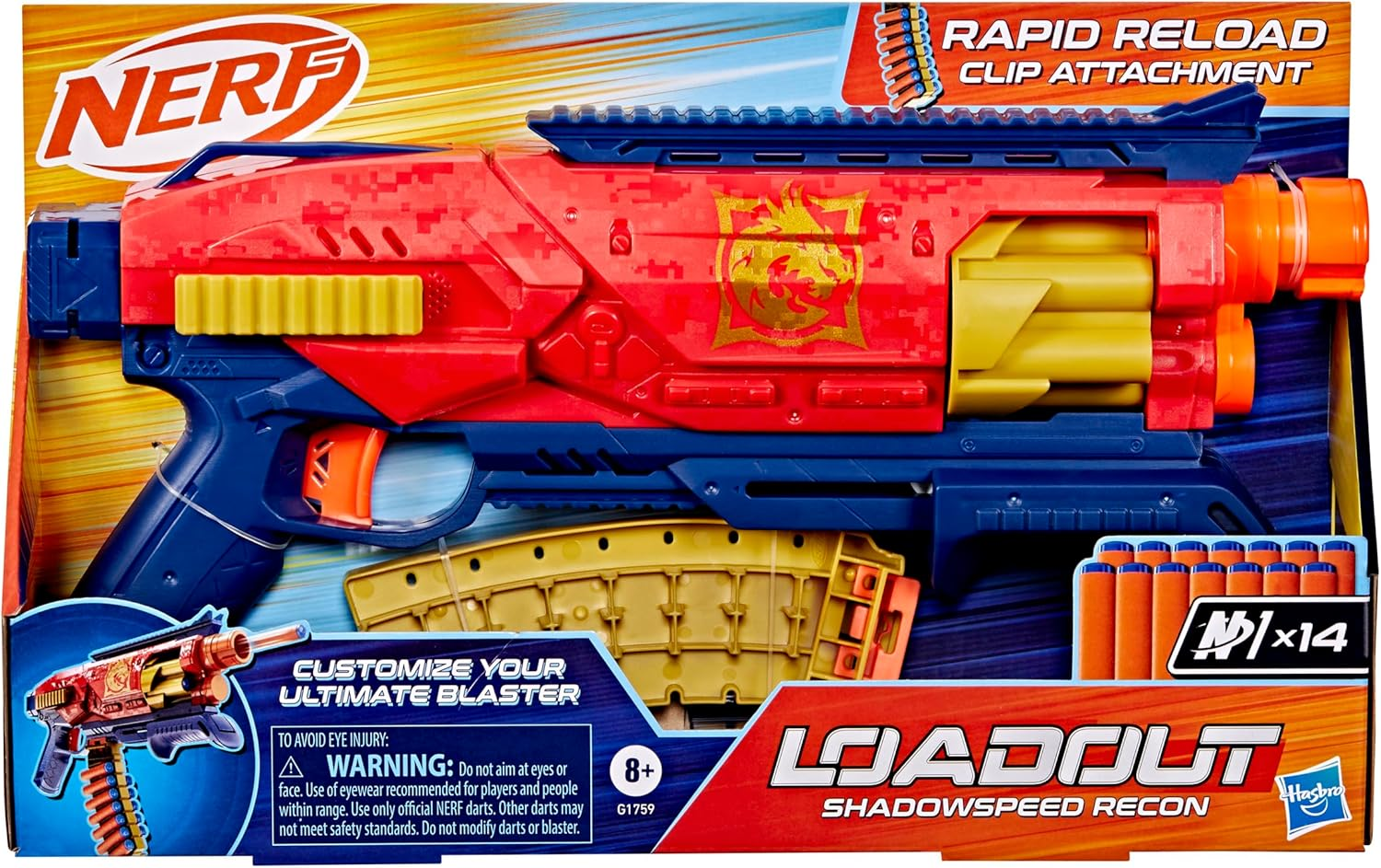 Nerf Loadout Shadowspeed Recon Blaster, 14-Dart Storage Attachment Accessory, 6-Dart Revolving Cylinder, 14 Nerf N1 Darts, Kids Toys & Gifts, Ages 8+ image number 4