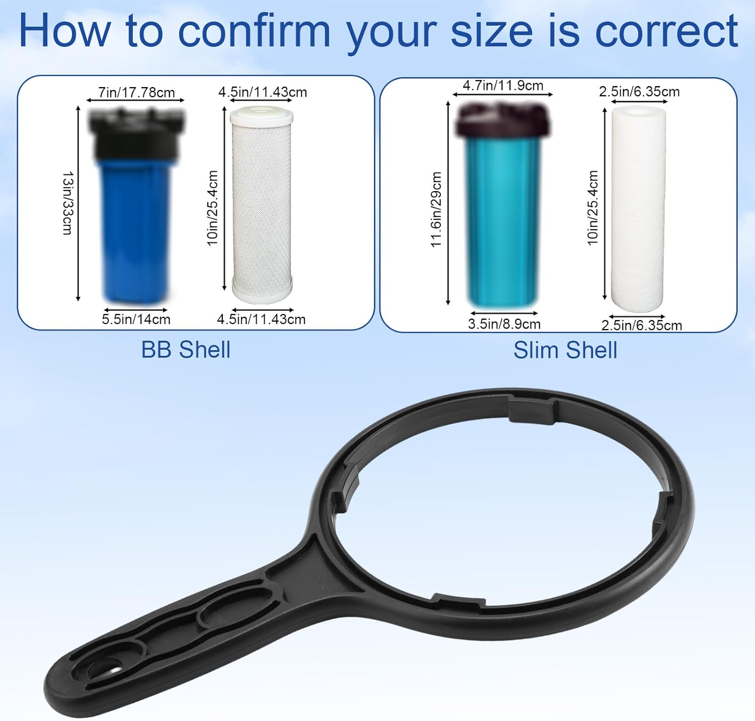 Heavy Duty Water Filter Wrench for Big Blue Housings, 6.38 Inch/16.2Cm Max Inner Diameter for 4.5X10" & 4.5X20" Cartridges Whole House Water Filter System Tool image number 2