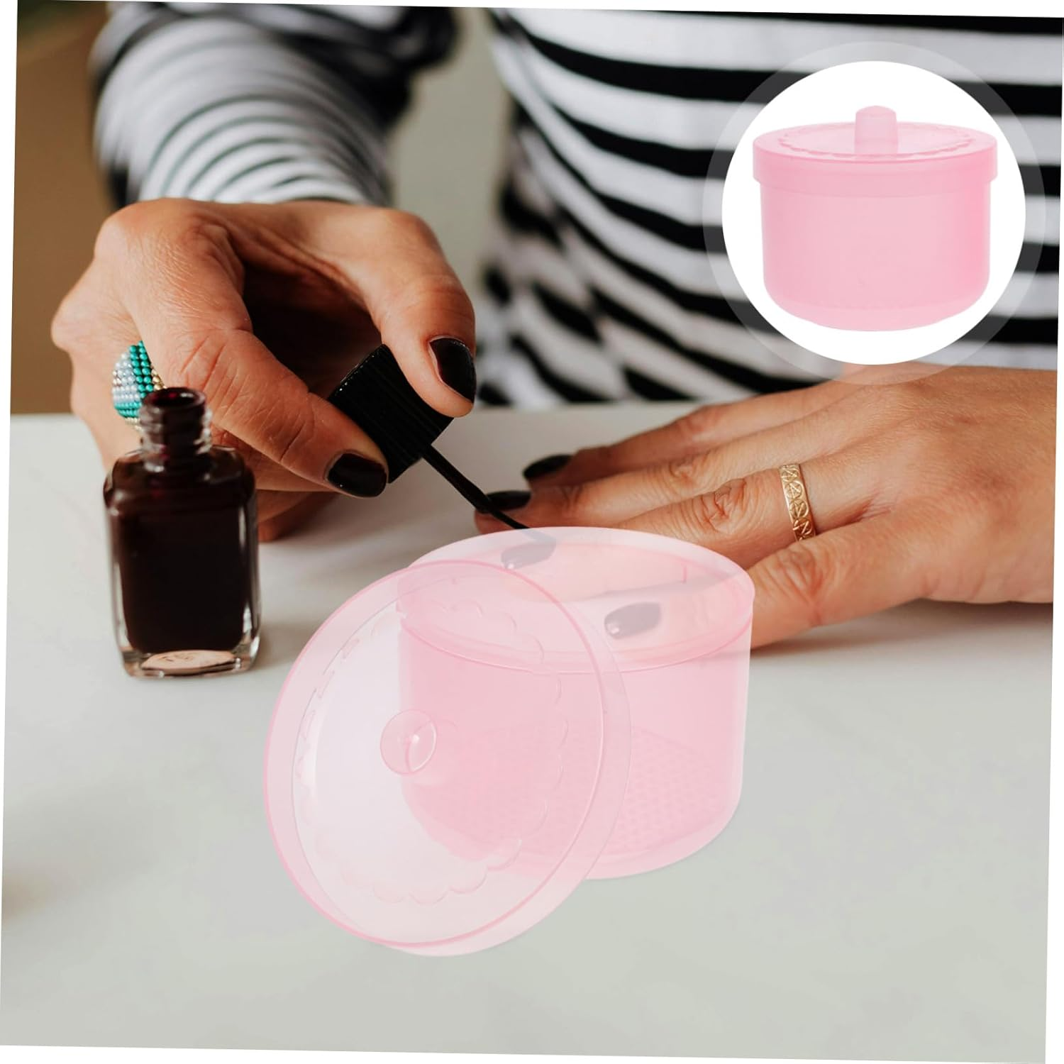 2Pcs Plastic Nail Tool Cleaner Box with Double-Layer Filter for Manicure Tweezers Sterilizer Tray Pink Organizer Case Suitable for Nail Art image number 4