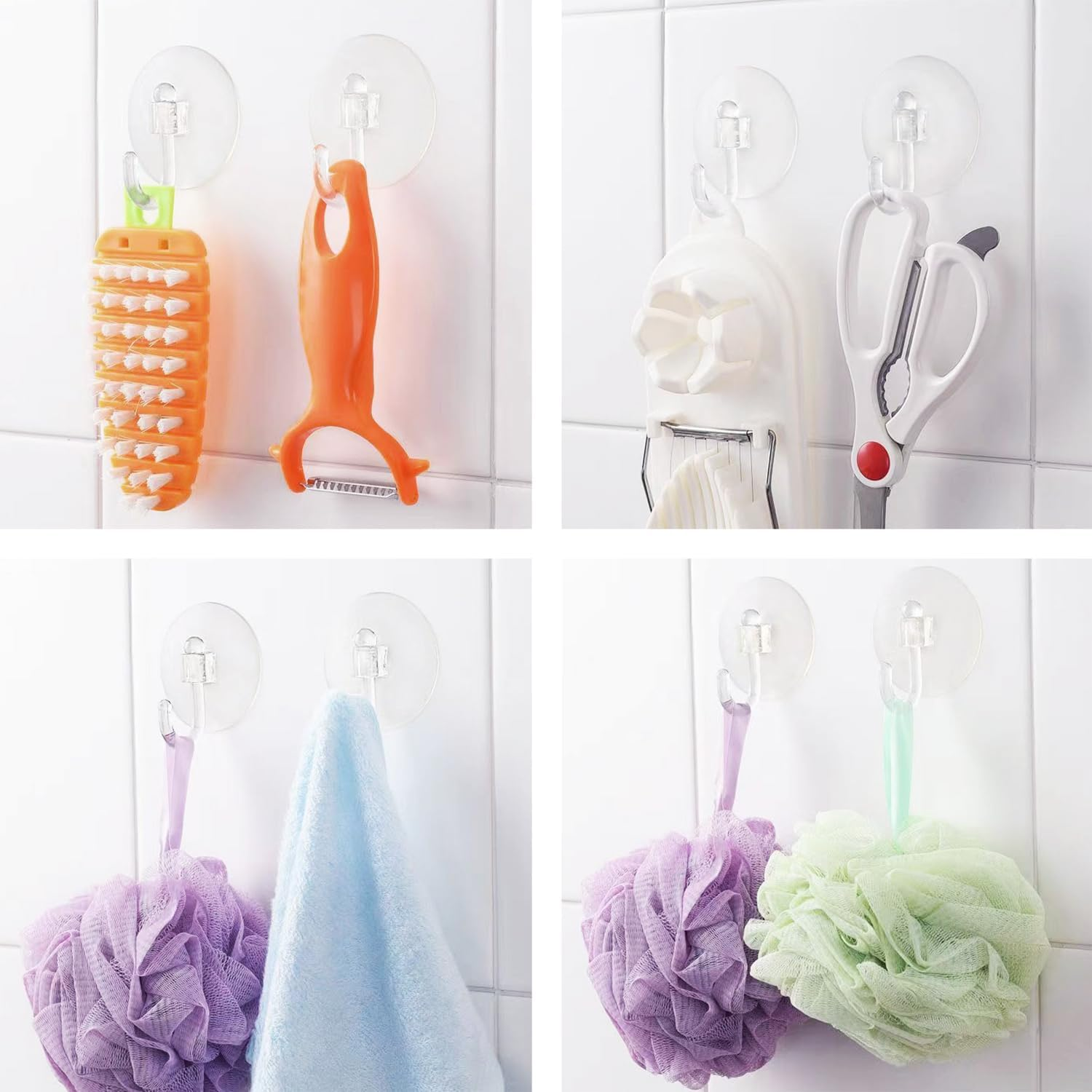 SLEEKEE 40 Transparent Suction Cup Hooks with 4 Cm Diameter and 1 Storage Bag - Ideal for Hanging Bathroom and Kitchen Utensils image number 2