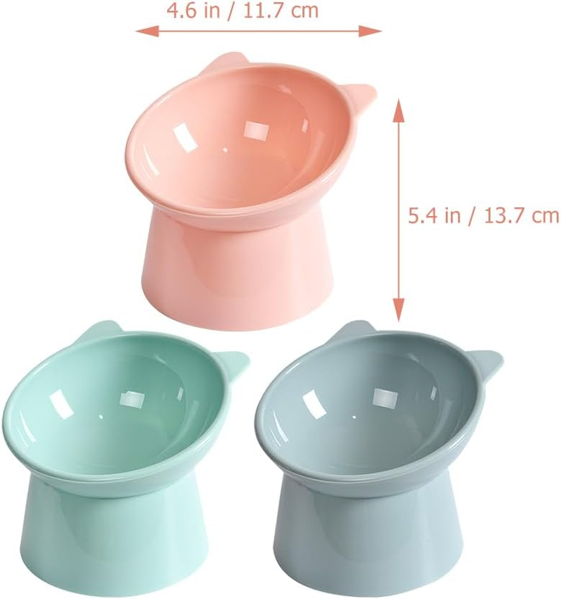 3Pcs Cat Food Dish Elevated Cat Bowls:Plastic Tilted Elevated Cat Bowls anti Vomiting Cat Bowls for Flat- Faced Cats Pet Supplies image number 6