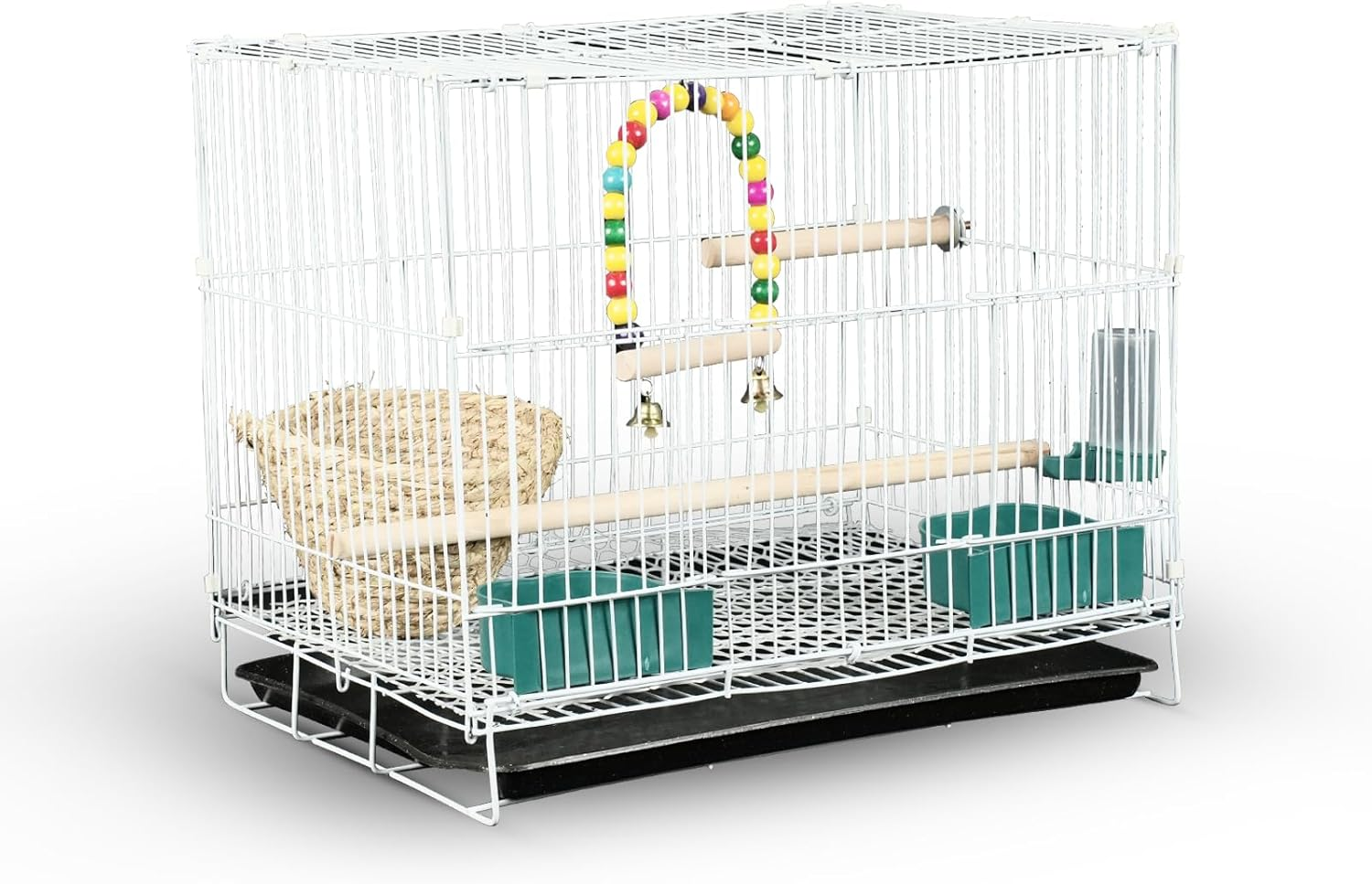 Lightweight Bird Cage Set,With Birdcage,Bird Toys,Straw Bird Nest,And Convenient Cleaning Tray,Suitable for Long Tailed Parrot, Love Bird, Parrot, Sparrow, Canarie, Suitable for Families or Travel image number 4
