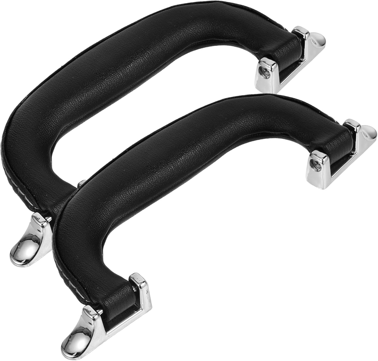 HORIALENCE 2Pcs Luggage Case Leather Handle Replacement Suitcase Grip Travel Accessories Black Leather Handle Silver Feet for Toolbox and Suitcase Carry Gear image number 5