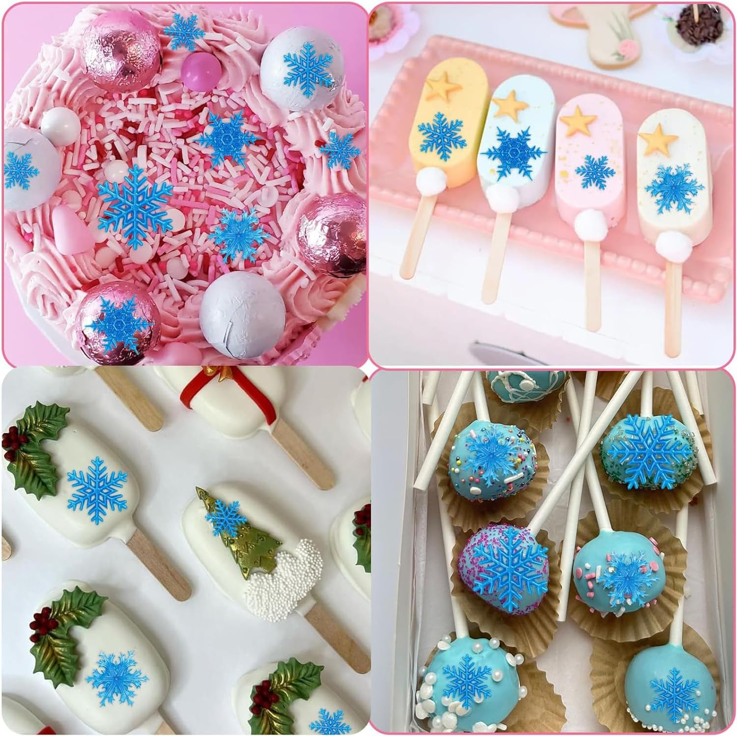 Yharnamite 5 Pcs Silicone Chocolate Moulds, Snowflake Silicone Mold, 3D Snowflake Cake Silicone Fondant Molds, for Home Kitchen Baking, Holiday Gifts, Wedding Parties, DIY and More