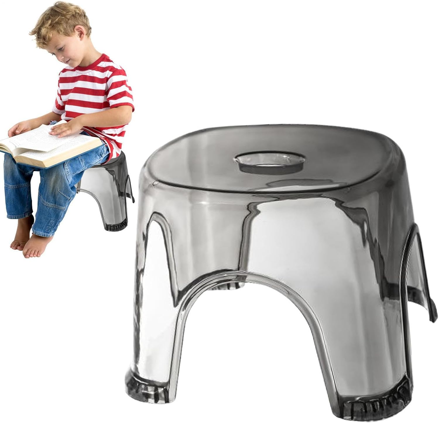 Clear Shower Foot Stool - Non-Slip Waterproof Transparent Stool - Clear Seat, Shower Corner, Corner Bench for Bathroom Bedside Small Spaces